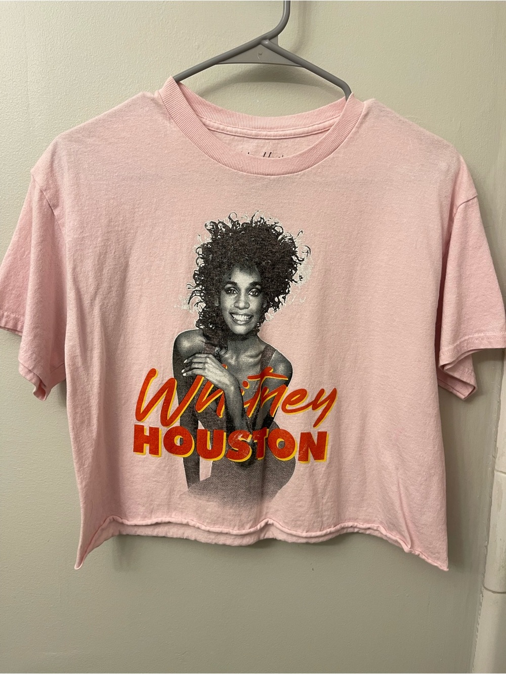 Pink Whitney Houston Graphic Cropped Tee
